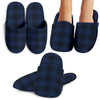 Navy Blue Tartan Plaid Pattern House Slippers