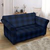 Navy Blue Tartan Plaid Pattern Loveseat Slipcover-JTAMIGO.COM