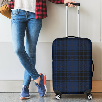 Navy Blue Tartan Plaid Pattern Luggage Cover Protector