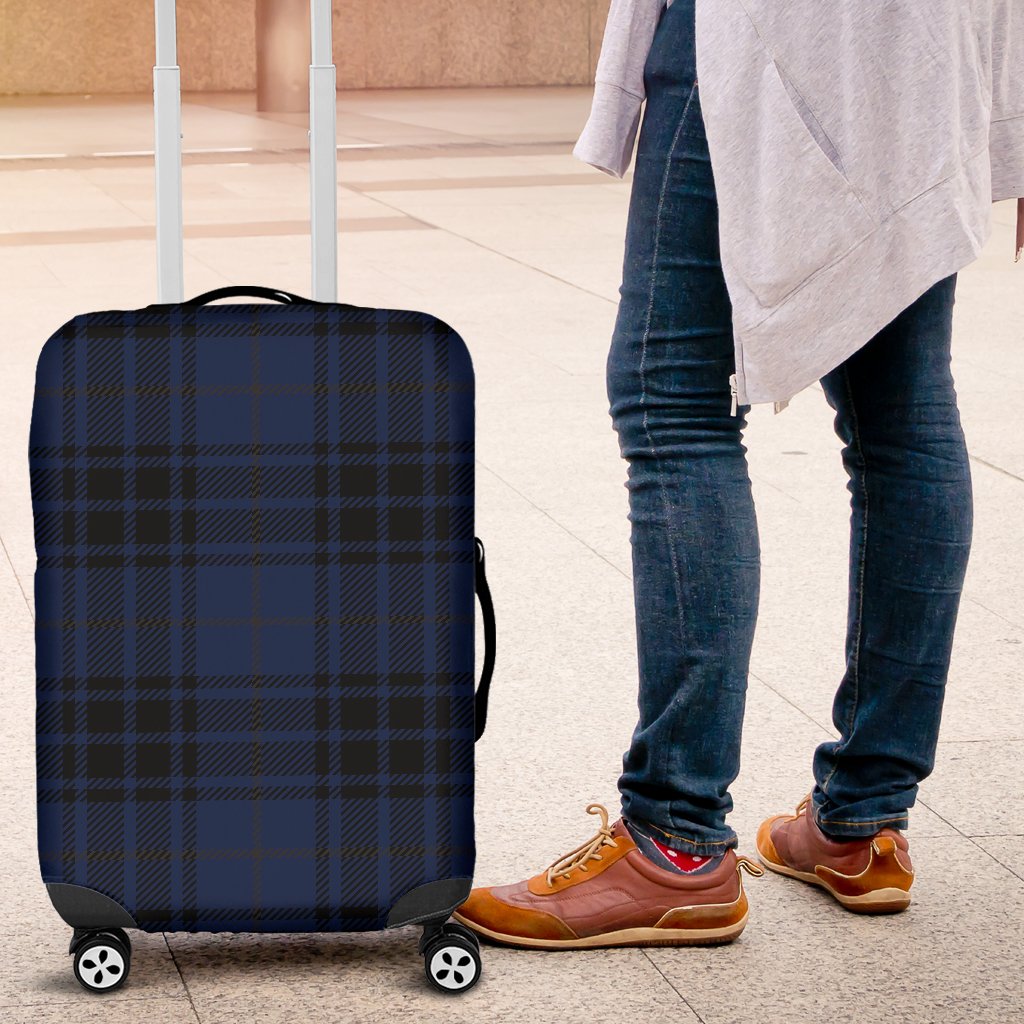 Navy Blue Tartan Plaid Pattern Luggage Cover Protector