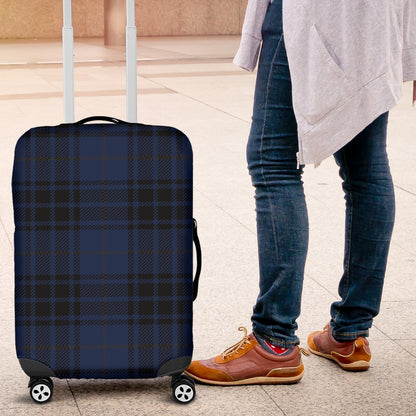Navy Blue Tartan Plaid Pattern Luggage Cover Protector