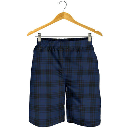 Navy Blue Tartan Plaid Pattern Mens Shorts-JTAMIGO.COM