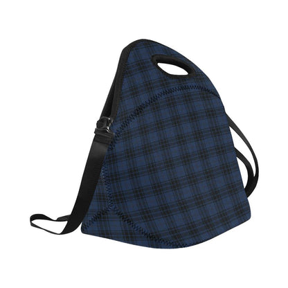 Navy Blue Tartan Plaid Pattern Neoprene Lunch Bag (Model 1669)(Large)-JTAMIGO.COM