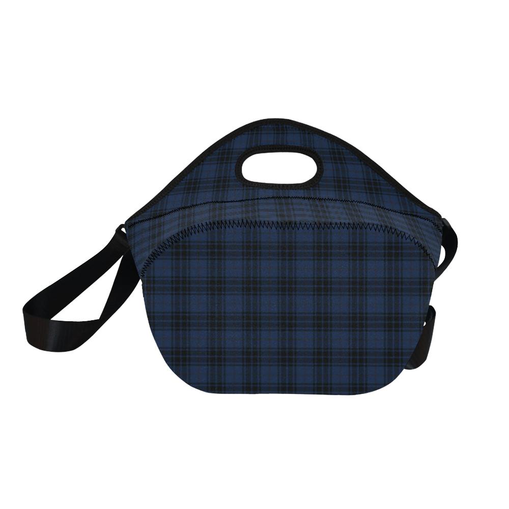 Navy Blue Tartan Plaid Pattern Neoprene Lunch Bag (Model 1669)(Large)-JTAMIGO.COM