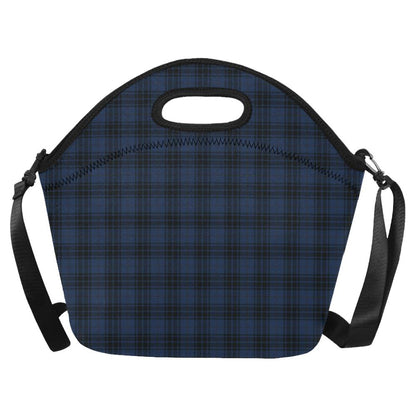 Navy Blue Tartan Plaid Pattern Neoprene Lunch Bag (Model 1669)(Large)-JTAMIGO.COM