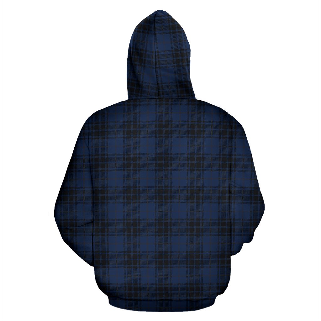 Navy Blue Tartan Plaid Pattern Pullover Hoodie