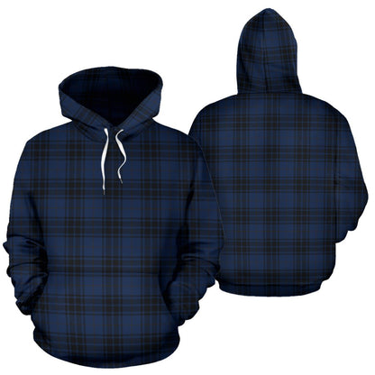 Navy Blue Tartan Plaid Pattern Pullover Hoodie