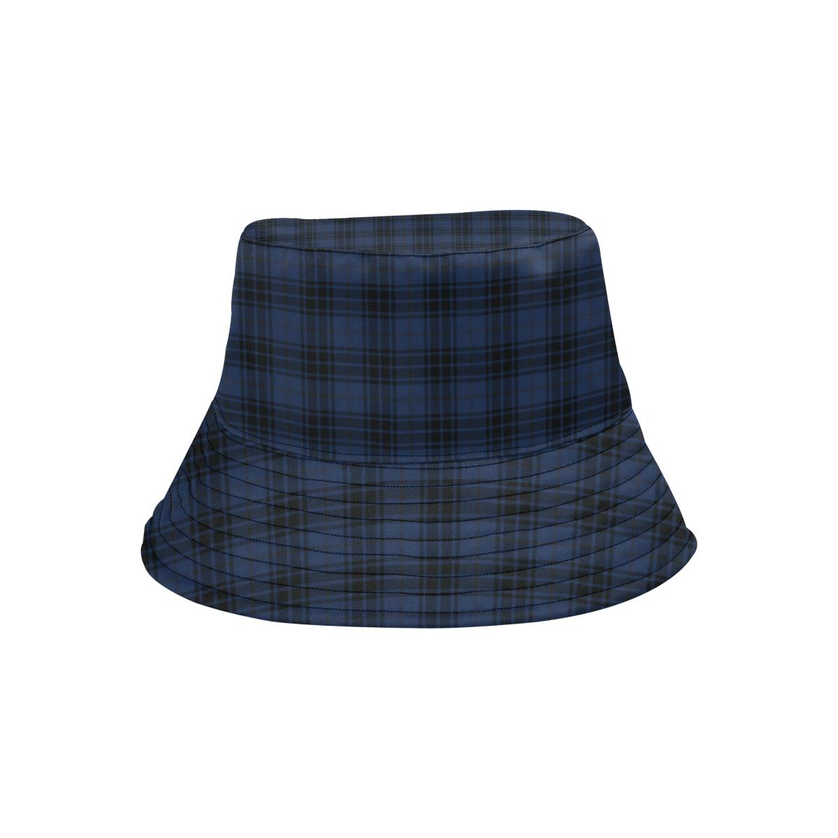 Navy Blue Tartan Plaid Pattern Unisex Bucket Hat