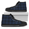 Navy Blue Tartan Plaid Pattern Women High Top Shoes