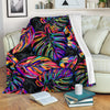 Neon Color Tropical Palm Leaves Fleece Blanket