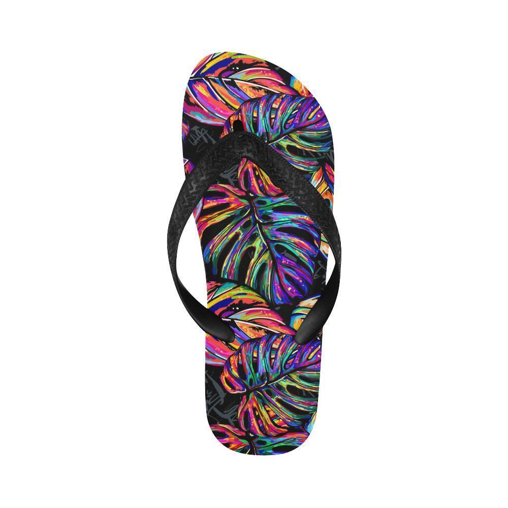 Neon Color Tropical Palm Leaves Flip Flops-JTAMIGO.COM
