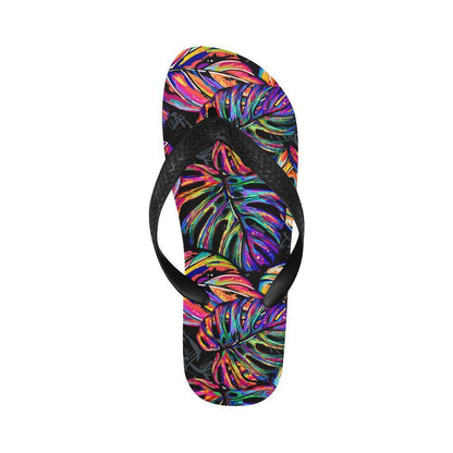 Neon Color Tropical Palm Leaves Flip Flops-JTAMIGO.COM