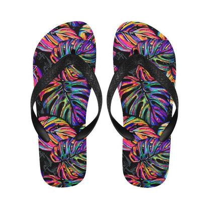 Neon Color Tropical Palm Leaves Flip Flops-JTAMIGO.COM