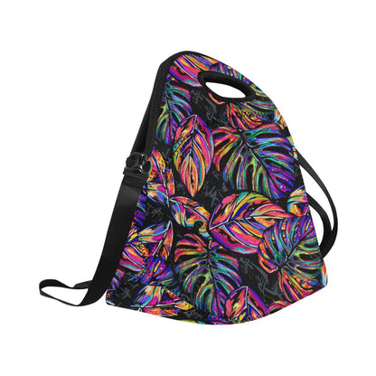 Neon Color Tropical Palm Leaves Neoprene Lunch Bag (Model 1669)(Large)-JTAMIGO.COM
