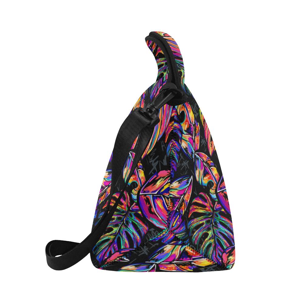 Neon Color Tropical Palm Leaves Neoprene Lunch Bag (Model 1669)(Large)-JTAMIGO.COM