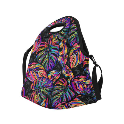 Neon Color Tropical Palm Leaves Neoprene Lunch Bag (Model 1669)(Large)-JTAMIGO.COM