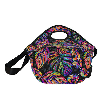 Neon Color Tropical Palm Leaves Neoprene Lunch Bag (Model 1669)(Large)-JTAMIGO.COM