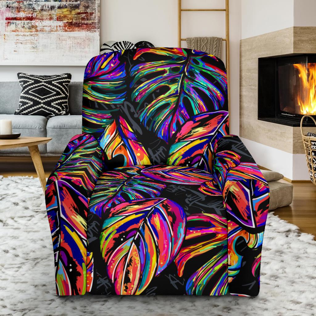 Neon Color Tropical Palm Leaves Single Sofa Slipcover -JTAMIGO.COM