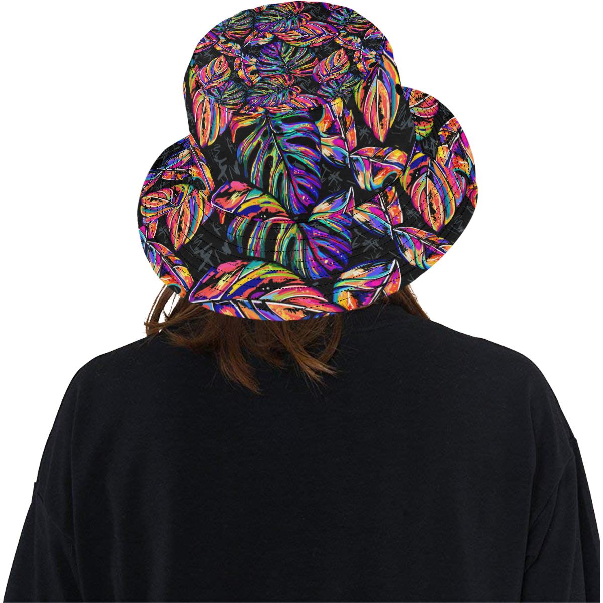 Neon Color Tropical Palm Leaves Unisex Bucket Hat