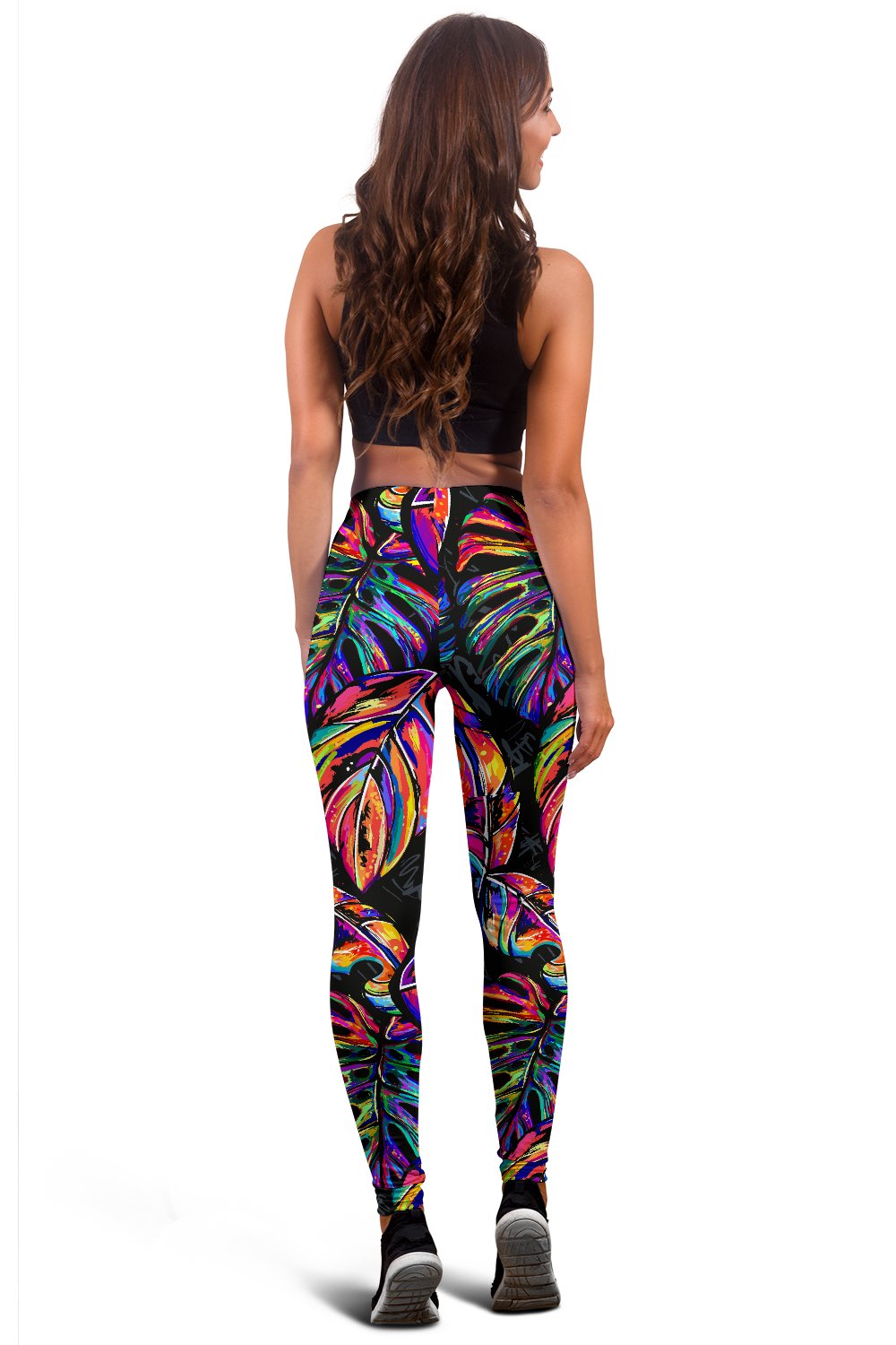 Neon Color Tropical Palm Leaves Women Leggings