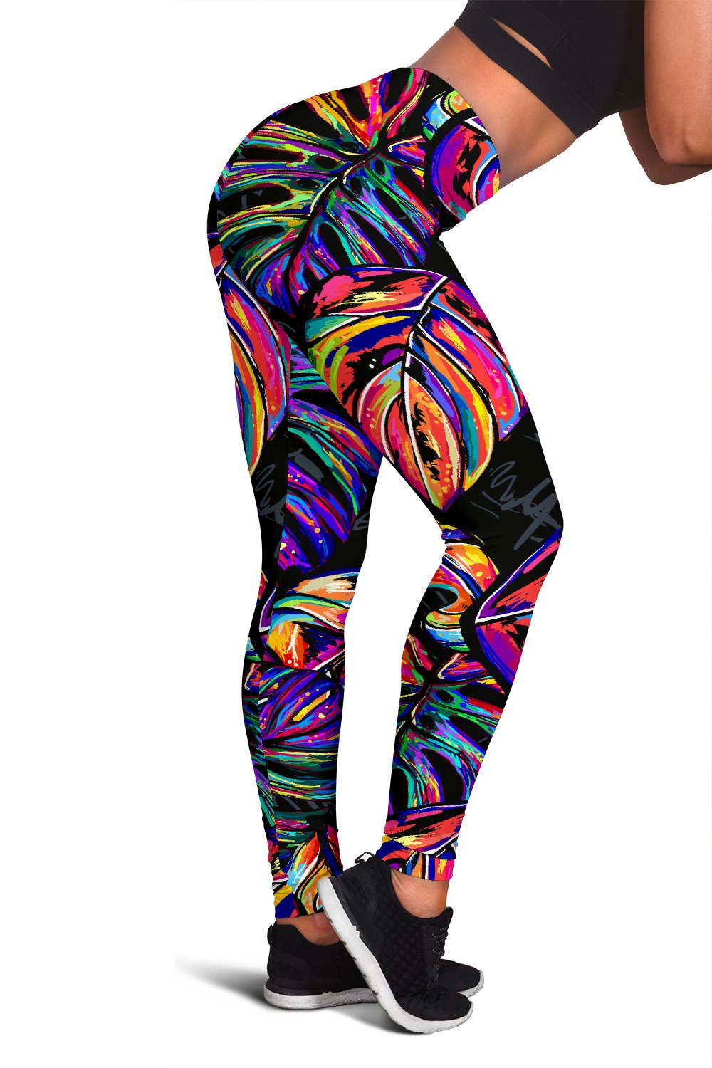 Neon Color Tropical Palm Leaves Women Leggings