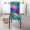 Neon Flower Tropical Palm Leaves Dining Chair Slipcover-JTAMIGO.COM