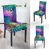 Neon Flower Tropical Palm Leaves Dining Chair Slipcover-JTAMIGO.COM