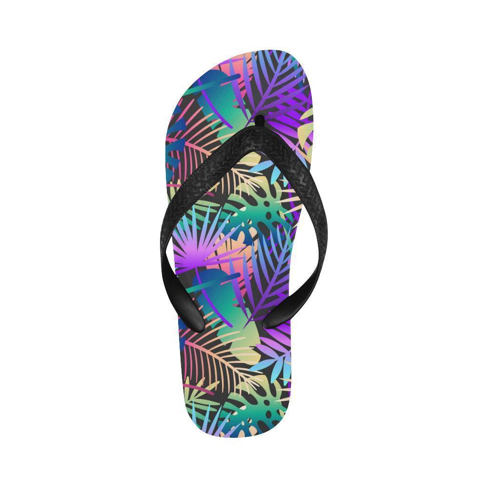Neon Flower Tropical Palm Leaves Flip Flops-JTAMIGO.COM