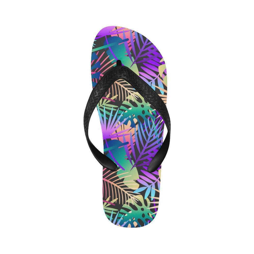 Neon Flower Tropical Palm Leaves Flip Flops-JTAMIGO.COM