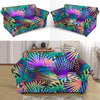 Neon Flower Tropical Palm Leaves Loveseat Slipcover-JTAMIGO.COM