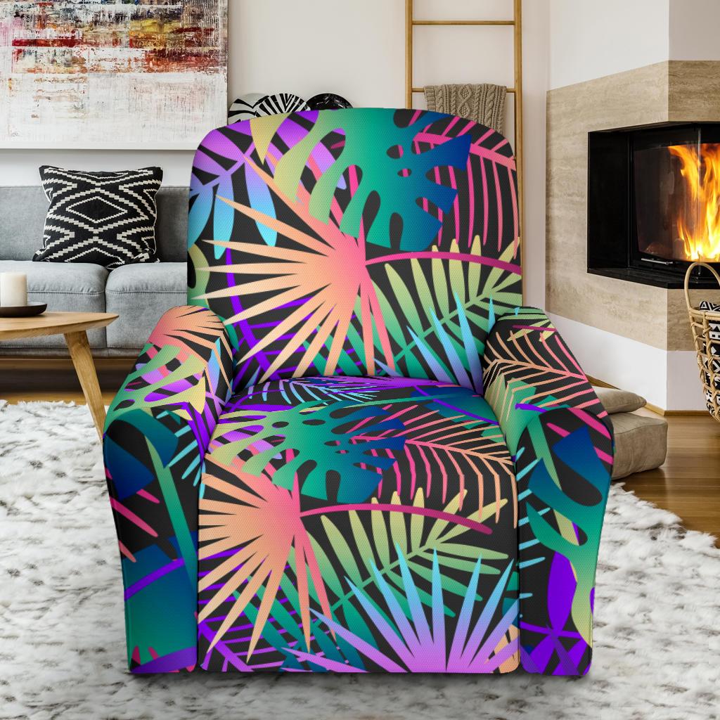 Neon Flower Tropical Palm Leaves Single Sofa Slipcover -JTAMIGO.COM