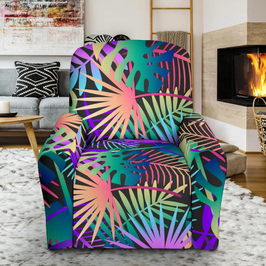 Neon Flower Tropical Palm Leaves Single Sofa Slipcover -JTAMIGO.COM