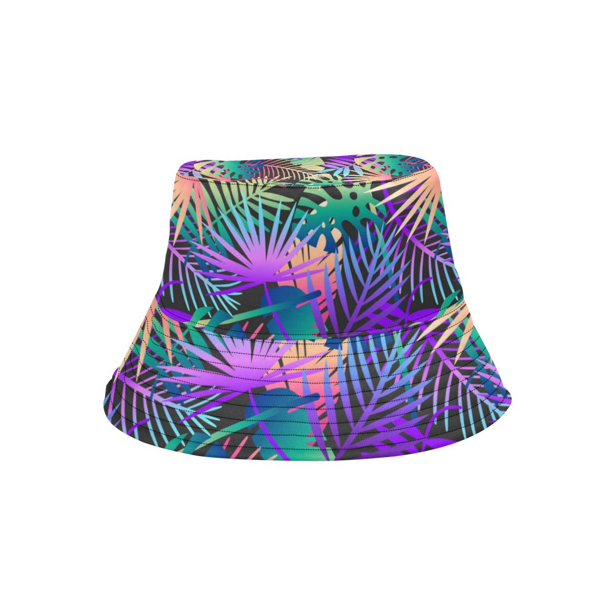 Neon Flower Tropical Palm Leaves Unisex Bucket Hat