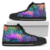 Neon Flower Tropical Palm Leaves Women High Top Shoes