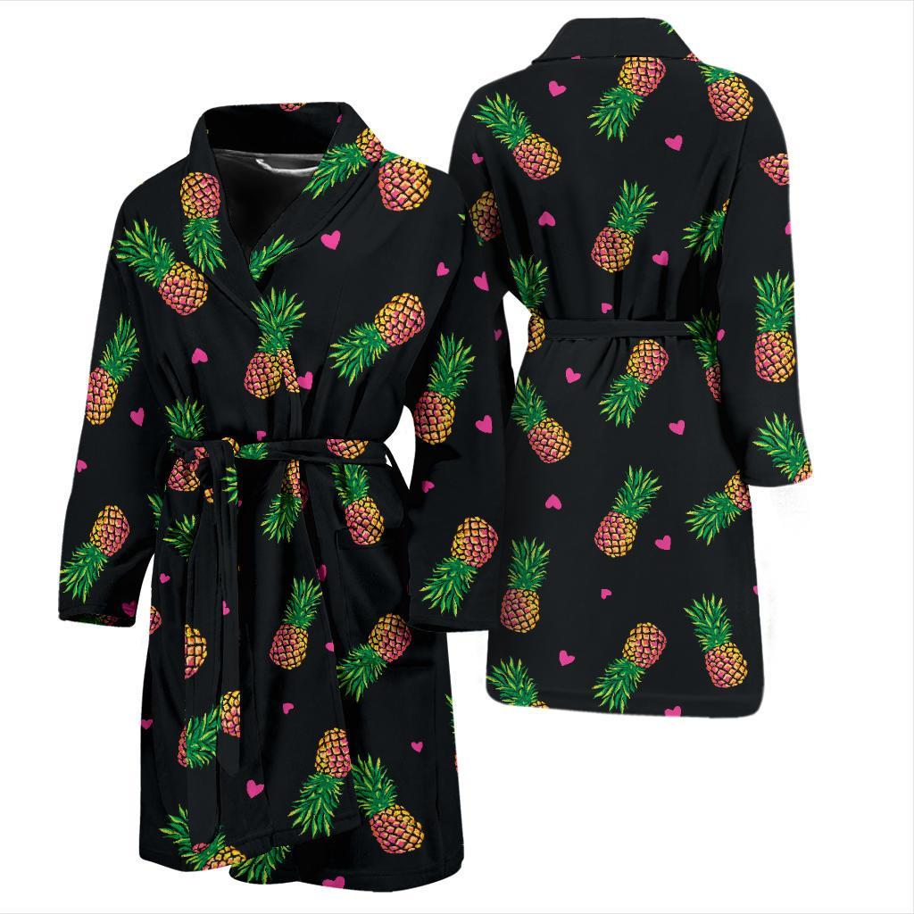 Neon Pineapple Pattern Print Design A04 Men Bathrobe-JORJUNE.COM