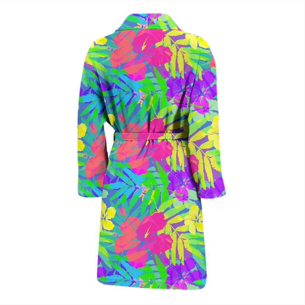 Neon Tropical Pattern Print Design A03 Men Bathrobe-JORJUNE.COM