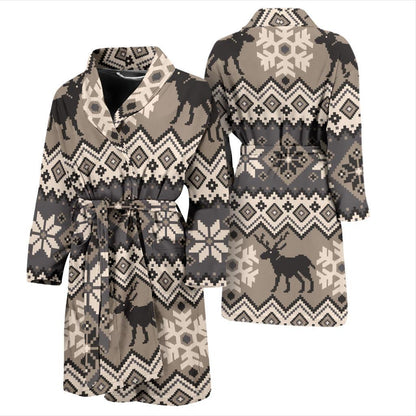 Nordic Pattern Print Design A01 Men Bathrobe-JORJUNE.COM