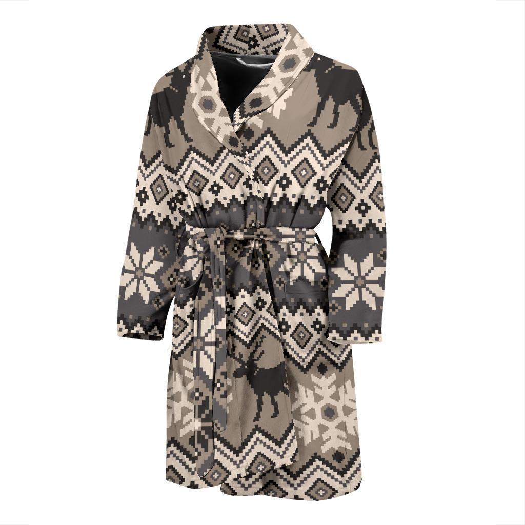 Nordic Pattern Print Design A01 Men Bathrobe-JORJUNE.COM