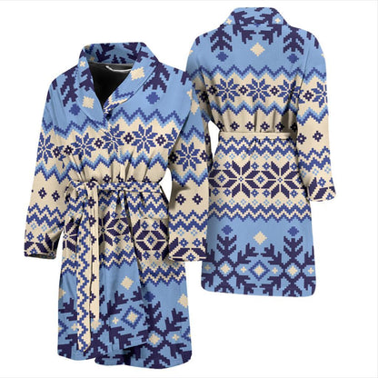 Nordic Pattern Print Design A03 Men Bathrobe-JORJUNE.COM