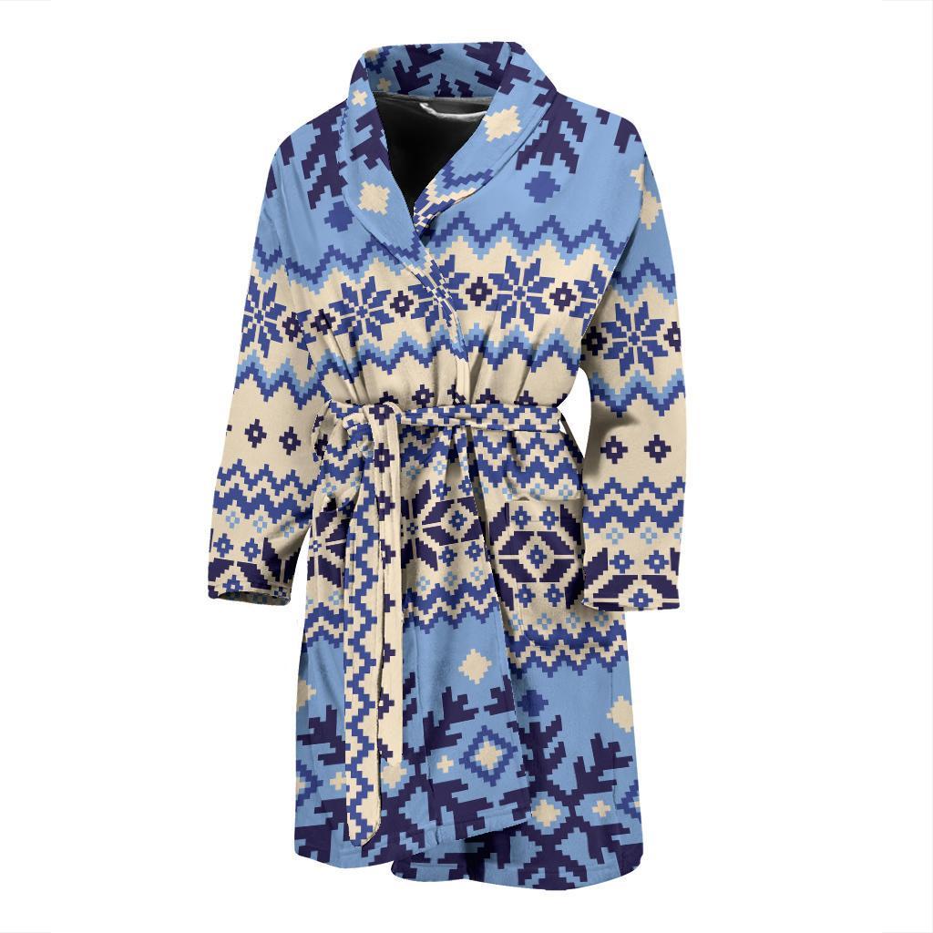Nordic Pattern Print Design A03 Men Bathrobe-JORJUNE.COM