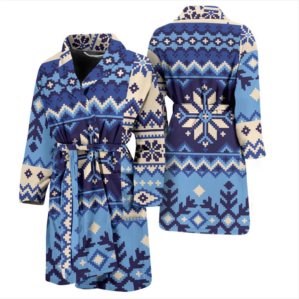 Nordic Pattern Print Design A04 Men Bathrobe-JORJUNE.COM