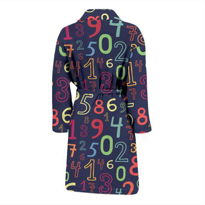 Number Pattern Print Design A01 Men Bathrobe-JORJUNE.COM