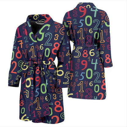 Number Pattern Print Design A01 Men Bathrobe-JORJUNE.COM