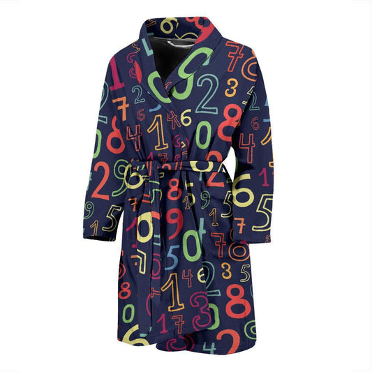 Number Pattern Print Design A01 Men Bathrobe-JORJUNE.COM