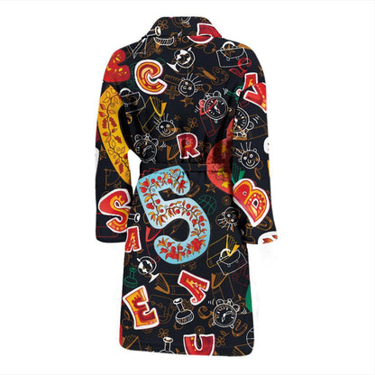 Number Pattern Print Design A03 Men Bathrobe-JORJUNE.COM