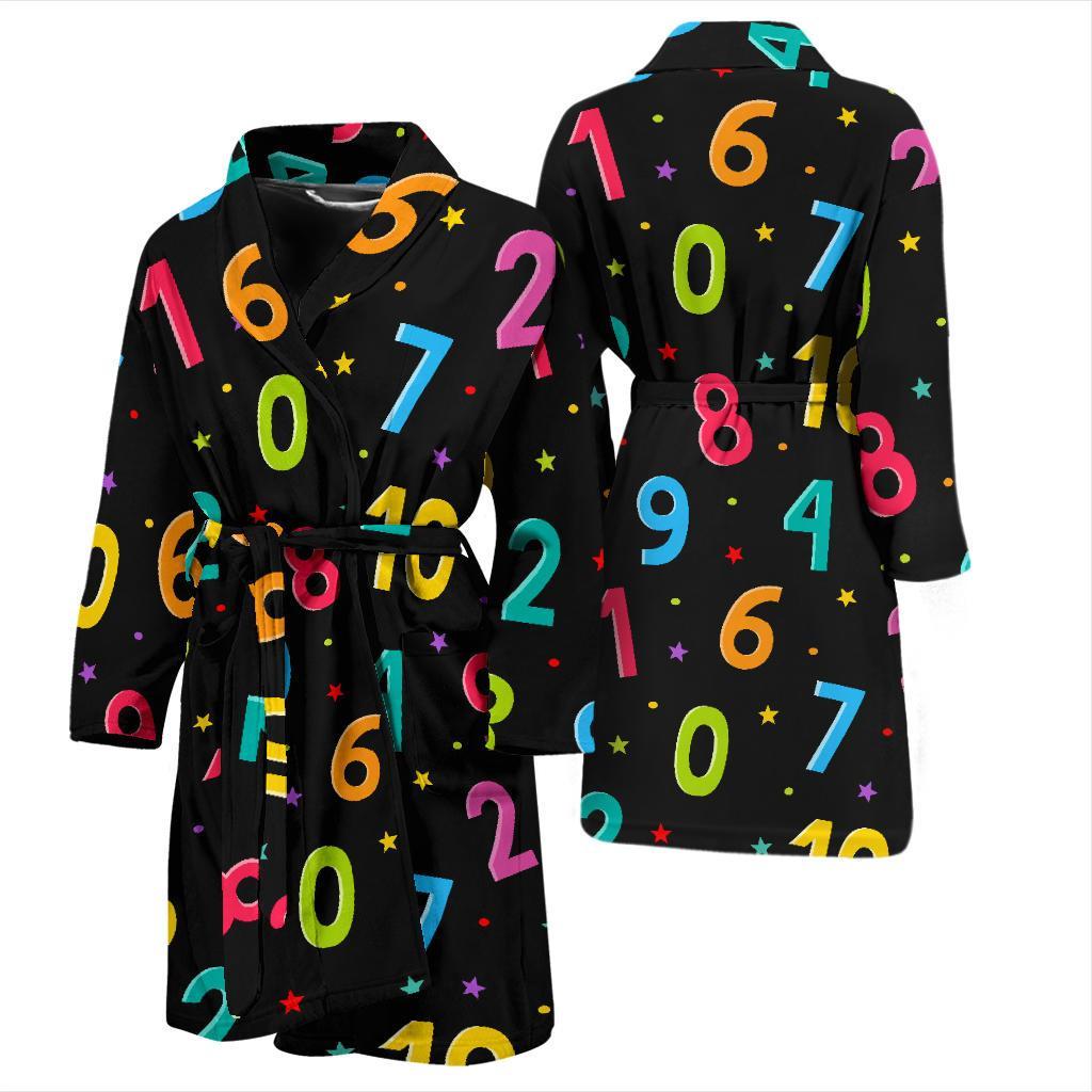 Number Pattern Print Design A04 Men Bathrobe-JORJUNE.COM
