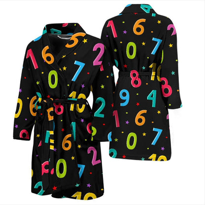 Number Pattern Print Design A04 Men Bathrobe-JORJUNE.COM