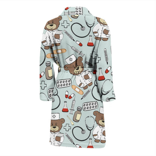 Nurse Bear Pattern Print Design A01 Men Bathrobe-JORJUNE.COM
