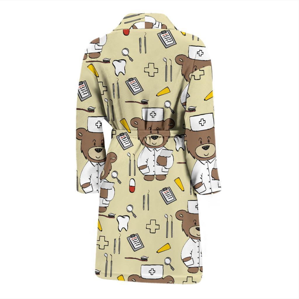 Nurse Bear Pattern Print Design A02 Men Bathrobe-JORJUNE.COM