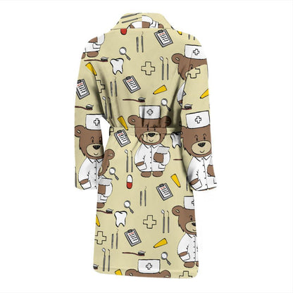 Nurse Bear Pattern Print Design A02 Men Bathrobe-JORJUNE.COM